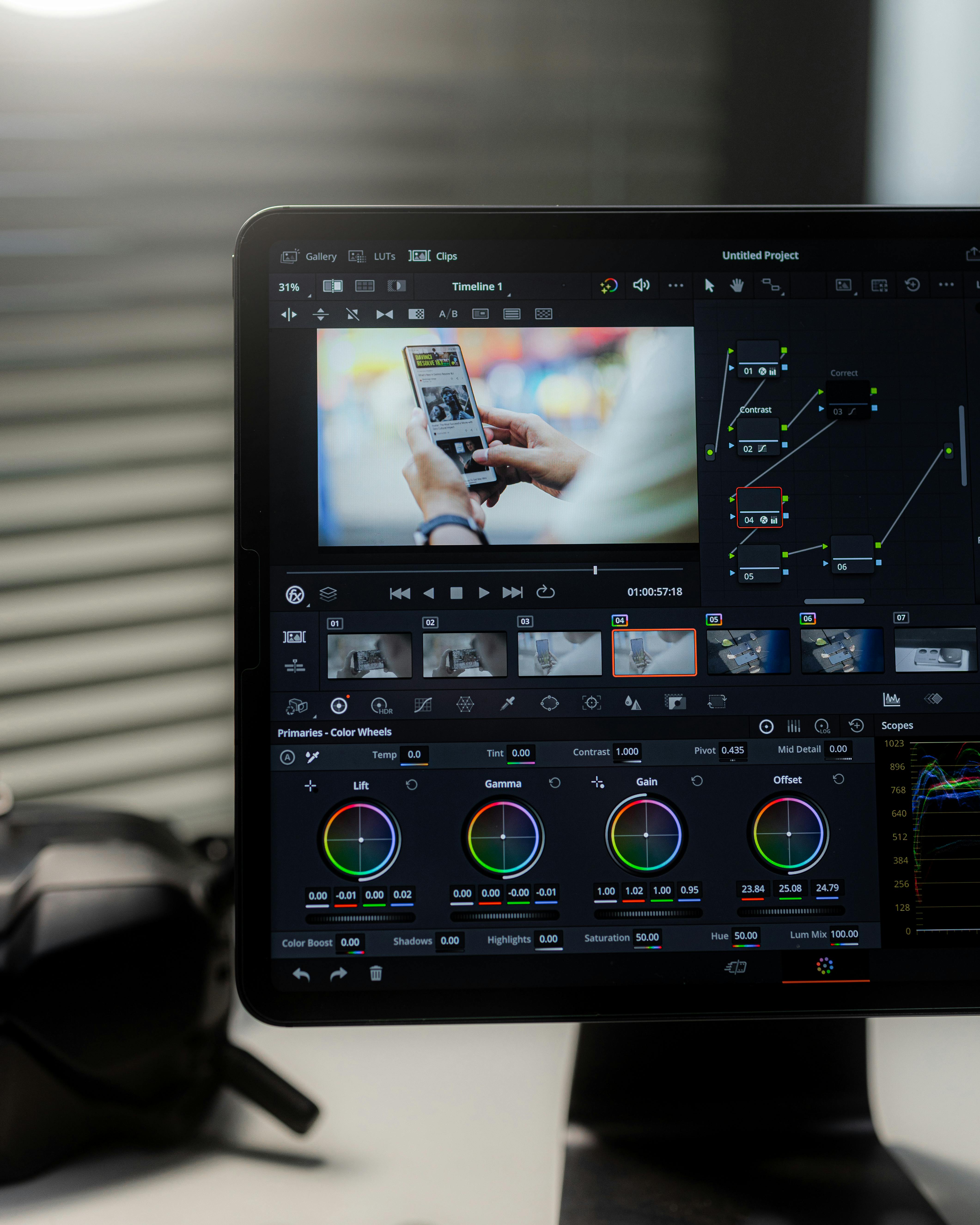 Video editing interface displayed on a monitor